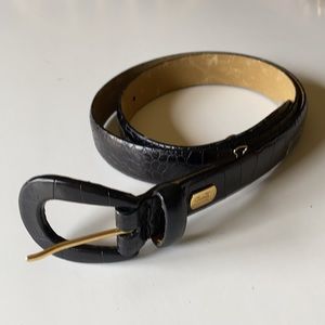 Liz Claiborne - Black leather croc pattern belt M